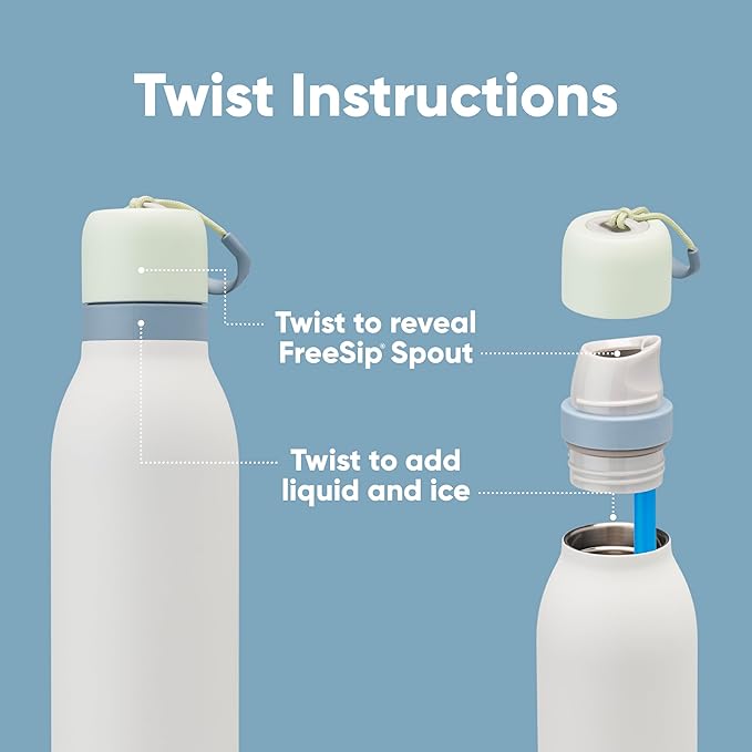 Owala FreeSip Twist Insulated Stainless Steel Water Bottle with Straw for Sports and Travel, BPA-Free, 24-oz, Blue Blue Jay