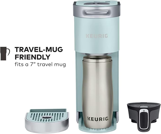Keurig K-Mini Plus Single Serve K-Cup Pod Coffee Maker, with 6 to 12oz Brew Size, Stores up to 9 K-Cup Pods, Travel Mug Friendly, Misty Green