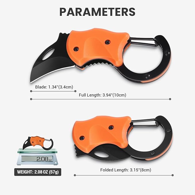 Small Pocket Knife for Men, Cool Folding Knife Box Cutter with 1.34inch Sharp Blade, Mini EDC Knives for Everyday Carry, Great Gift for Men (Orange)