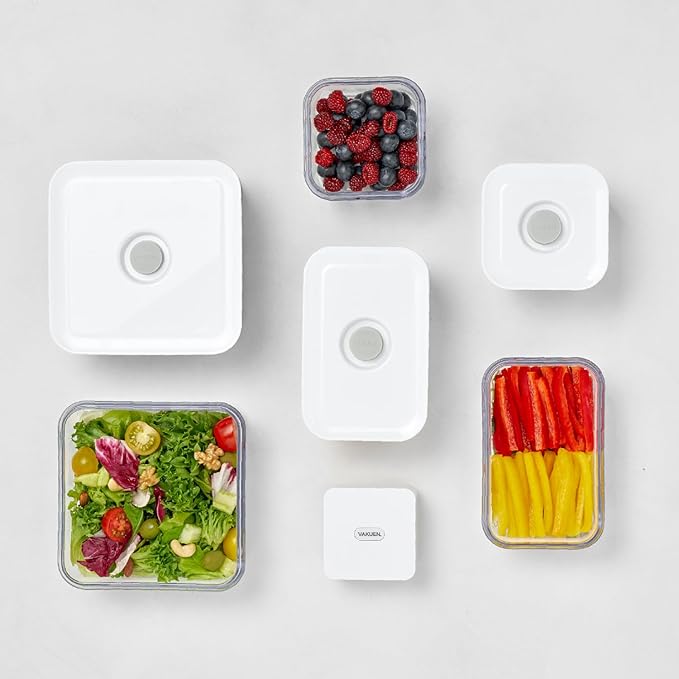 VAKUEN Premium Airtight Food Storage Containers, Square 2PC/Set(1.48qt/1.5Lx2pcs), Smart One-Click Seal Lid, No Hinges, 100% Leak Proof, BPA-FREE, Dishwasher, Freezer & Microwave Safe