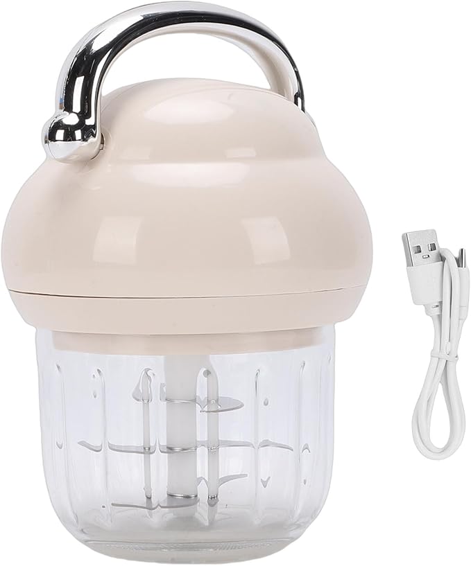 Fockety Electric Garlic Chopper, 350ml Portable Cordless Mini Food Processor, Rechargeable Veggie Chopper Garlic Grinder Masher, Wireless Blender for Vegetable, Fruits, Baby Food