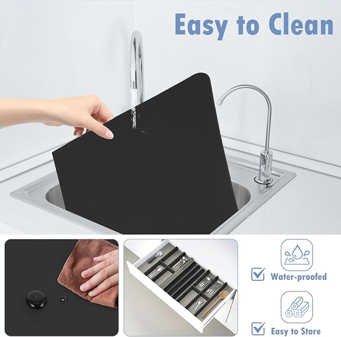 47 * 23.6" Silicone Mat, Heat Resistant Mats for Countertop, Cuttable Waterproof Kitchen Counter Protector Mat, Nonstick Waterproof Craft Table Placemat (Black)