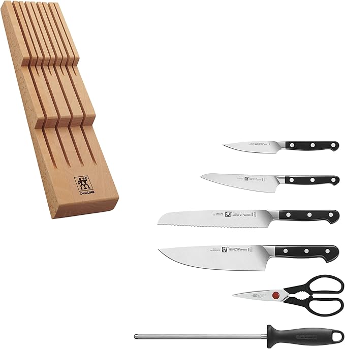 ZWILLING Pro 7-pc Knife Block Set with In-Drawer Knife Tray