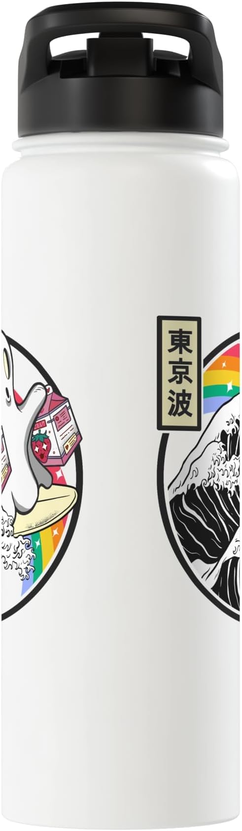 Surfing Ghost With Strawberry Milk Cartons Kawaii Vaporwave Stainless Steel Insulated Water Bottle