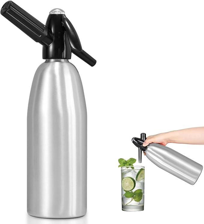 ALIMOTA Soda Streaming Machine - Carbonated Water Machine with CO2 Tanks, Sparkling Water Maker, Soda Water and Cocktail Maker Machine, All-in-one Soda Maker Solution(Silver)