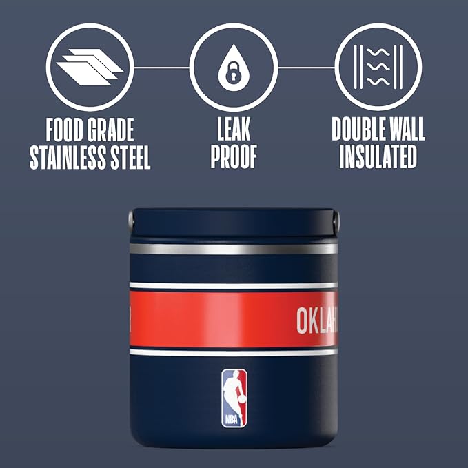 Hydrapeak x NBA Officially Licensed Oklahoma City Thunder 25oz Stainless Steel Vacuum Insulated Food Jar with Handle, Wide Mouth Leak-Proof Soup Jar for Adults, 10 Hours Hot & 16 Hrs Cold