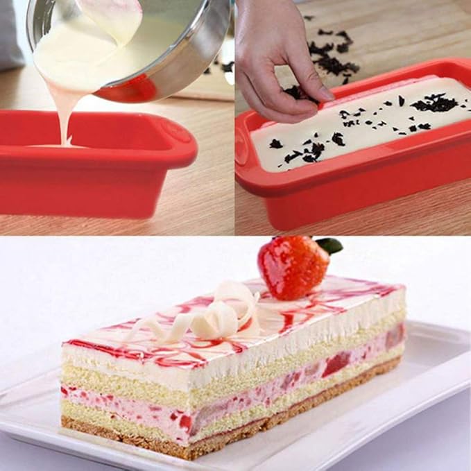 Cake Tin， Non-Stick Cake Mould, Baking ToolsBaking Mold,Cake Mould,Baking Baking Silicone Bread Loaf Cake Mold Non Stick Bakeware Baking Pan Oven Rectangle Mould Non Stick Skillet Pan Pans (Color : Gr