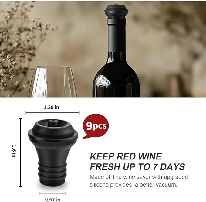 Wine Stopper 30pcs Black Wine Stoppers - Vacuum Reusable Leak-Proof for Most Pumps