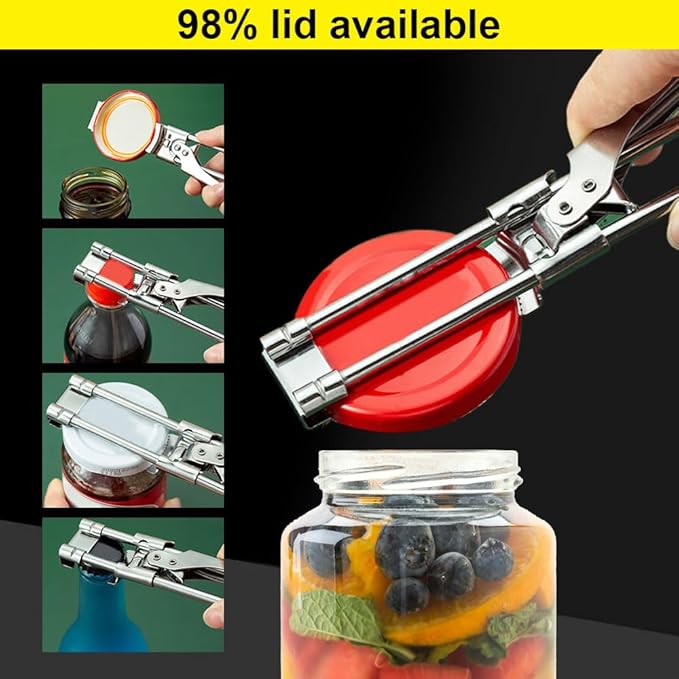 Adjustable Stainless Steel Jar Opener, 2026 New Multifunctional Stainless Steel Can Opener, Jar Lid Opener for Weak Hands, Jar Lid Gripper Bottle Opener Kitchen Accessories (3)