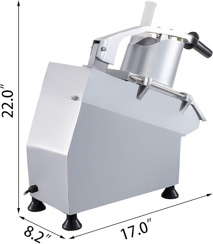 VBENLEM 110V Commercial Food Processor 2 Feeding Holes, 550W Electric Vegetable Slicer 1600 RPM, Stainless Steel Vegetable Processor Detachable 6-blades, 3mm/4mm/7mm Shred, 2mm/4mm Slice