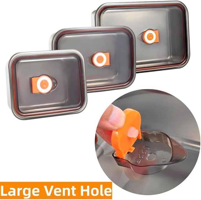 Stainless Steel Lunch Box Container with Lid, Pack of 3 Bento Snack Boxes for Work, Travel or Picnics, Dishwasher Safe, 25oz, 45oz, 65oz