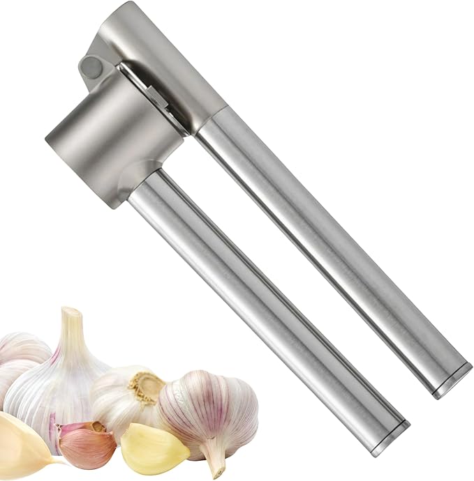Garlic Press, Garlic Mincer, Ergonomic Handheld Garlic Crusher, Dishwasher Safe Stainless Steel Kitchen Tool