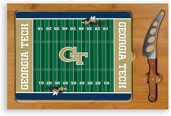 PICNIC TIME NCAA Icon Glass Top Cutting Board & Knife Set, Cheese Boards Charcuterie Boards, Serving Platter, (Parawood & Bamboo)