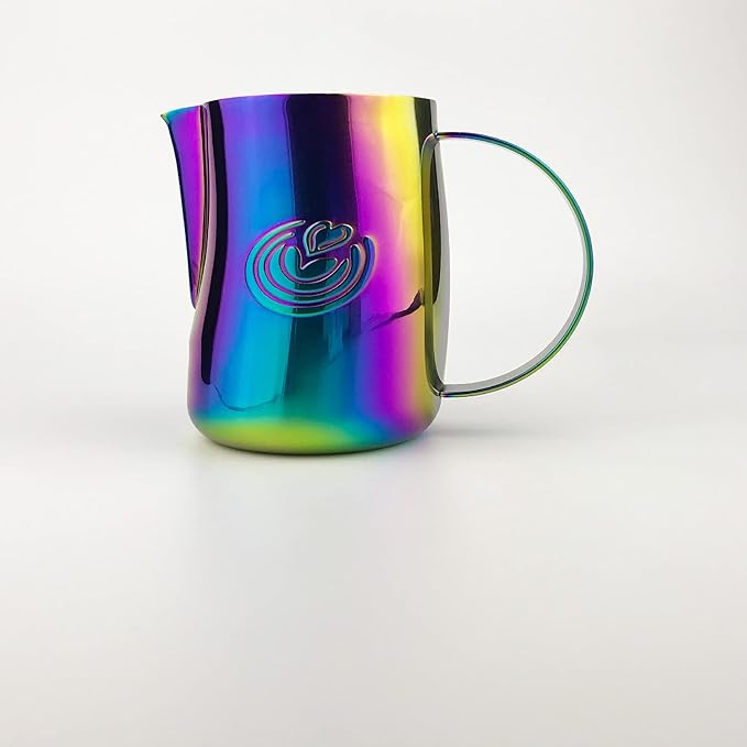 Barista Swag Curved Body Coffee Milk Frothing Cup for Espresso Machines Latte Art 500ml Steaming Pitchers (Mirror Multicolor)