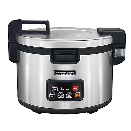 Hamilton Beach Commercial 37590 Rice Cooker/Warmer, 90 Cups Cooked Rice Capacity, Double-Wall Insulated, Nonstick Inner Pot, Hinged Lid, Stainless Steel Housing, NEMA 6-15P Plug Type, Conforms to NSF