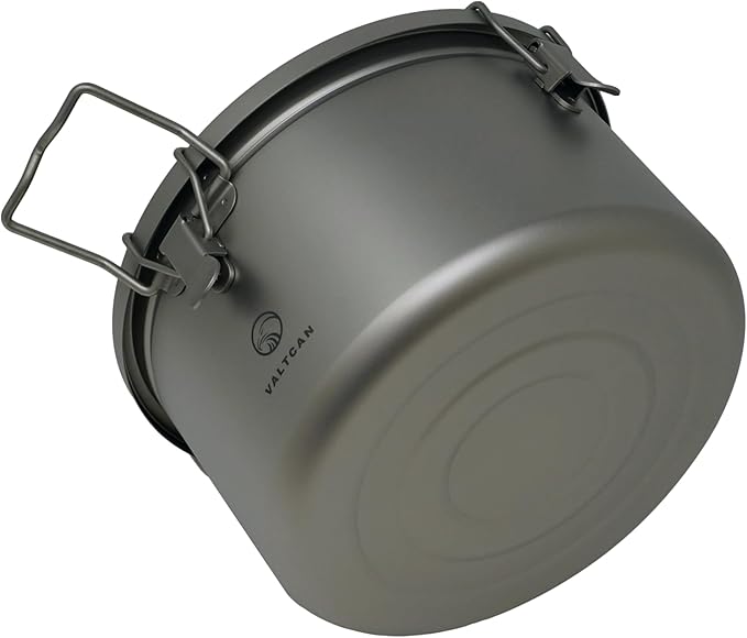 Valtcan Titanium Rice Cooker Pot 3200ml Grade 1 Pure Titanium, No Coating, Naturally Flavor-Neutral | Locking Lid, Inner Pot, 108oz, 867g Ultralight for Home & Camping