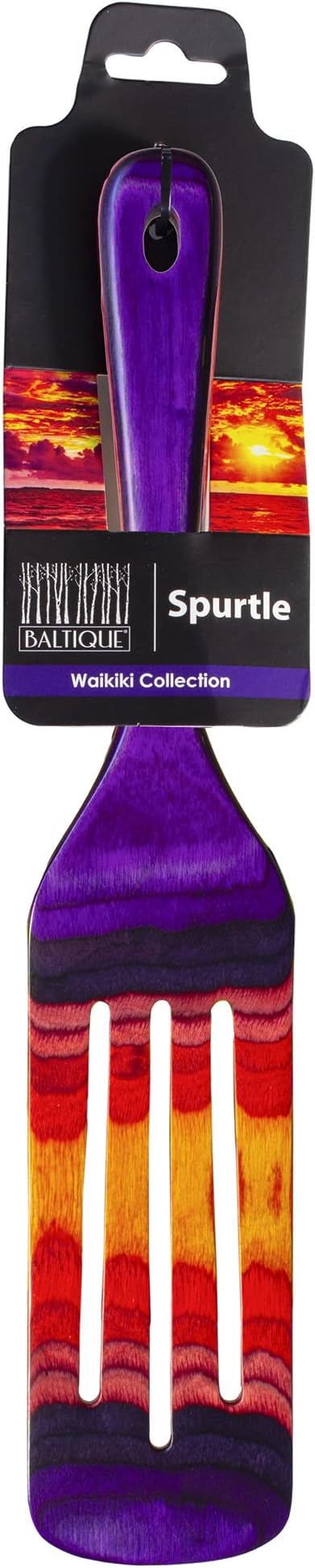 Baltique Waikiki Collection 13" Wooden Spurtle Spatula – Colorful Birch Wood Cooking Utensil, Nonstick Safe, Versatile Stirring & Serving Tool