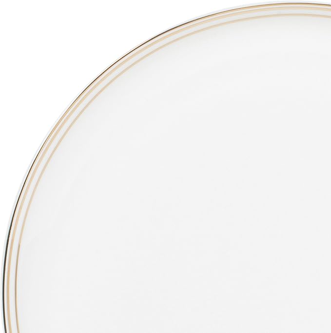 Everyday White by Fitz and Floyd Nevaeh Bone China Coupe Gold Bands Dinnerware Set, Service for 4