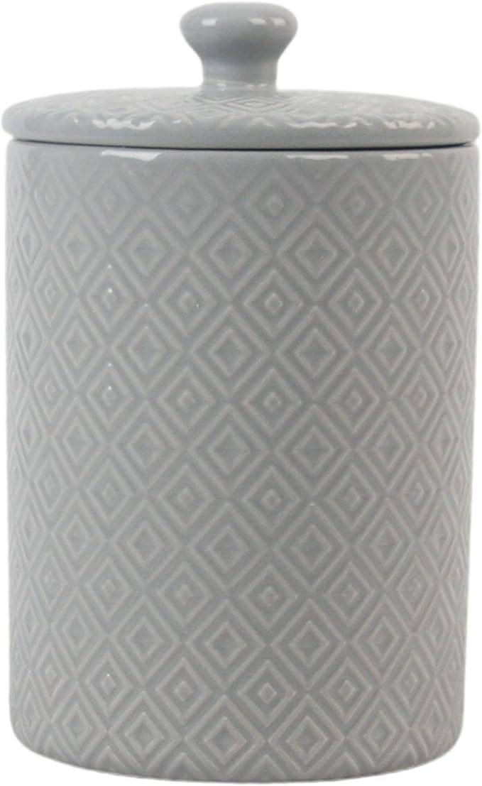 10 Strawberry Street Embossed Diamond Ceramic Kitchen Canister Set, Set of 3, Gray