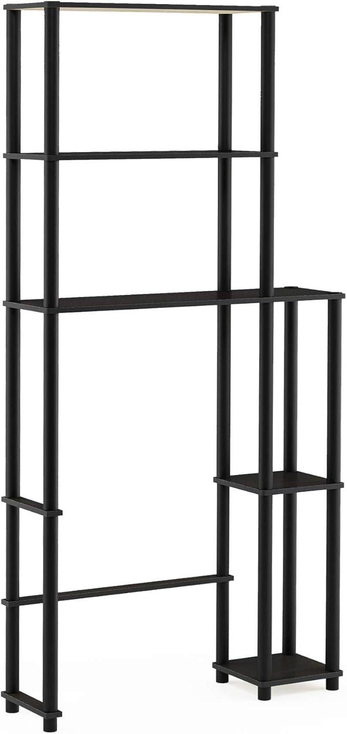 Furinno Turn-N-Tube Over The Toilet Storage, 5 Shelves Bathroom Organizer Space Saver Rack, Espresso/Black