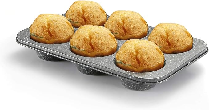 Monfish large muffin pan Jumbo Cupcake tin grey stone finish non sticking 3.5x1.75 inch cup