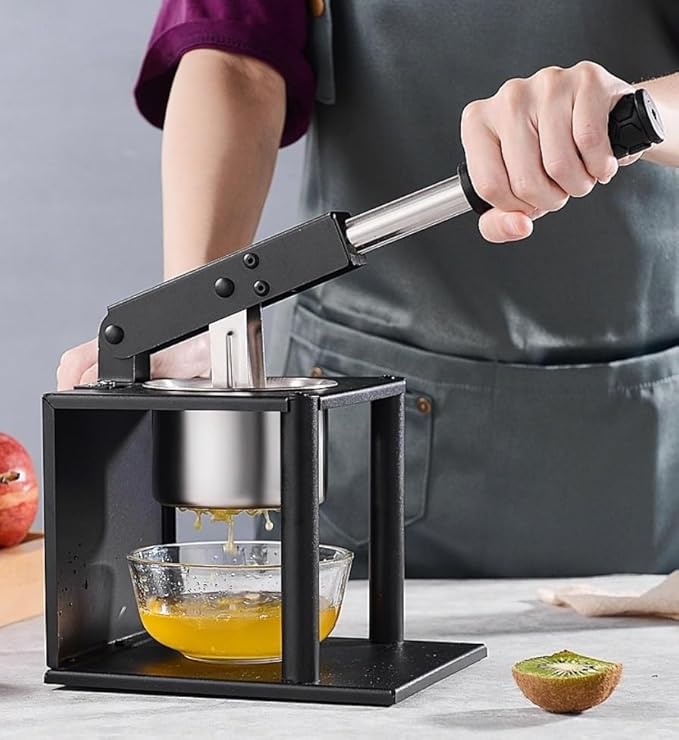 Manual Citrus Juicer Stainless Steel Hand Press Juicer with Lever, Heavy Duty Lemon Orange Squeezer with Dual Filters for Lemon, Orange, Lime, Grapefruit, Kitchen Fruit Juicer Tool