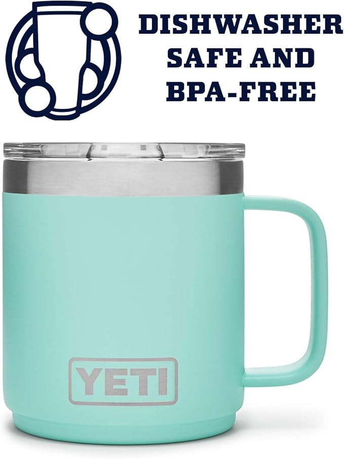 YETI Rambler 10 oz Stackable Mug, Vacuum Insulated, Stainless Steel with MagSlider Lid, Seafoam