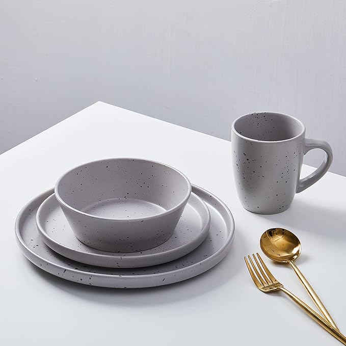 Stone lain Jade Stoneware Dinnerware Set, 32-Piece Service for 8, Light Gray