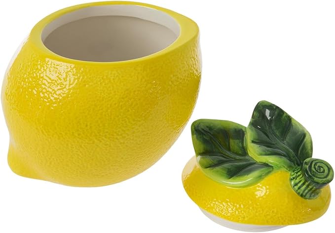Hobby Lobbby Lemon Shaped Cookie Jar 9" H x 10.5" W x 8.25" D, Yellow, Kichen Decor, Countertop Treat Jar