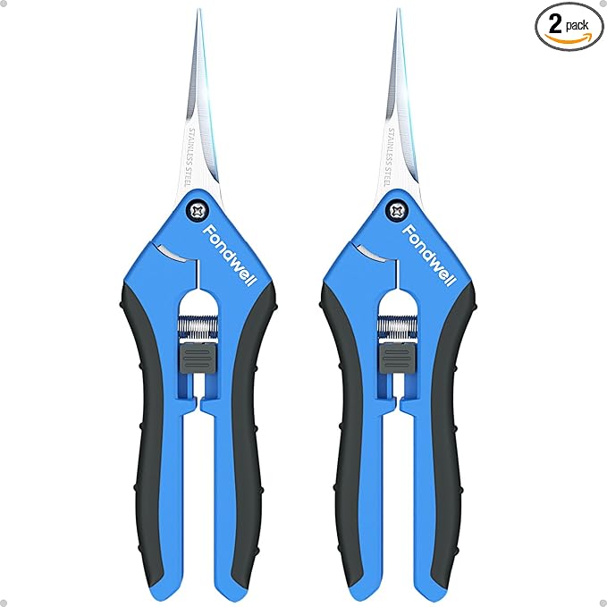 Fondwell 6.5" Garden Shears Trim Scissors: 2 Pack of Pruning Shears for Gardening - Ultra Sharp Garden Clippers with Straight Blades