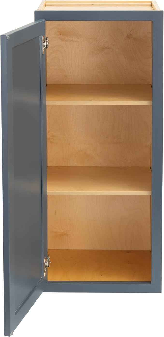 Quicklock RTA (Ready-to-Assemble) 42" Tall Wall Kitchen Cabinets - Shaker Style | 100% Hardwood | Made in America | Soft Close Hardware (Needlepoint Navy, 12''D x 15''W x 42''H)