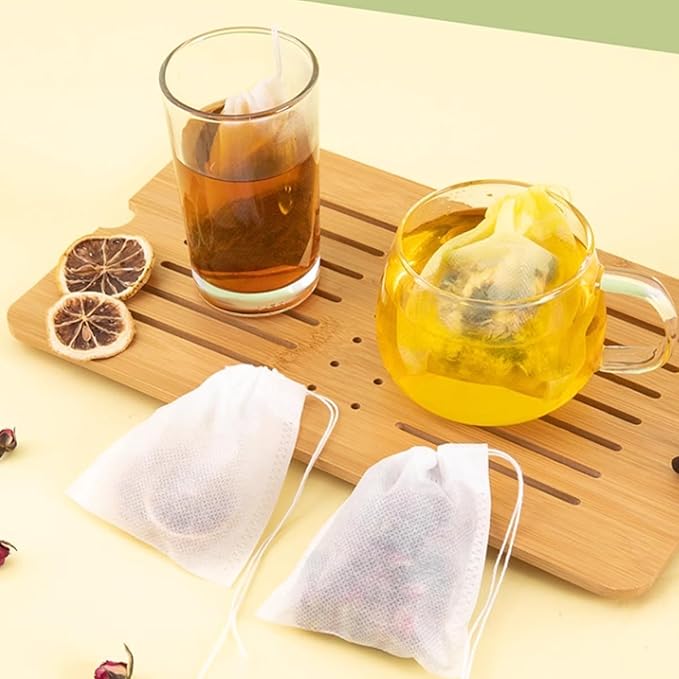 300Pcs Tea Filter Bags, Disposable Tea Filter Bags for Loose Leaf Tea from Safe Natural Materials, Empty Tea Bags Suitable for Loose-Leaf Tea, Spices, Herbs, Bring Tea Spoon (3.54 x 2.75 inch)