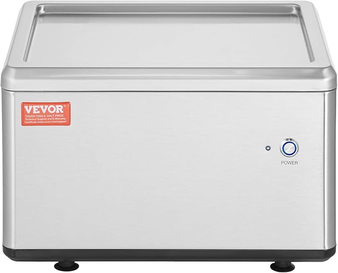 VEVOR Fried Ice Cream Machine, 12.6" x 8.5" 120W Stir-Fried Ice Cream Roll Maker with Compressor and 2 Scrapers, for Making Dessert Rolls, Frozen Yogurt