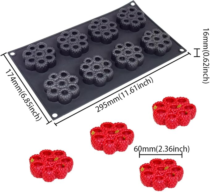 Cake Mold, Silicone Round Raspberry Molds for Mousse Cake, French Dessert, Candy, Soap, Resin Coaster, Non-Stick Baking Pan, Reusable Food Grade Silicone Mould (F_ Raspberry)
