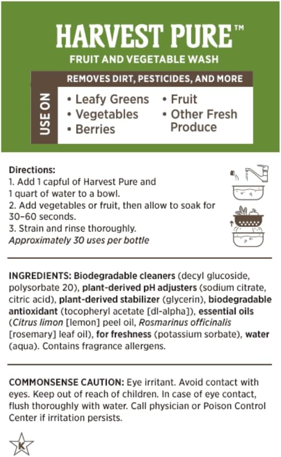 Melaleuca Harvest Pure Fruit and Vegetable Wash – 8 fl oz – Biodegradable Produce Cleaner – Removes Dirt, Residue & Surface Contaminants – Food-Safe Formula, Easy Rinse