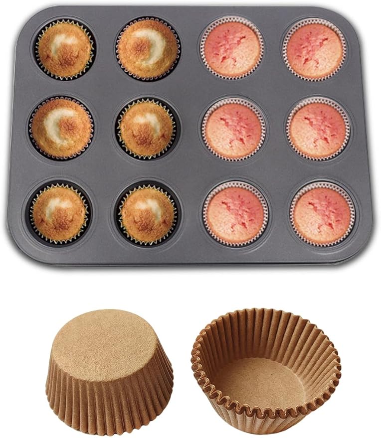 1 Pack black stainless steel muffin pan，muffin pans nonstick 12，cupcake tin，cup cake pans for baking