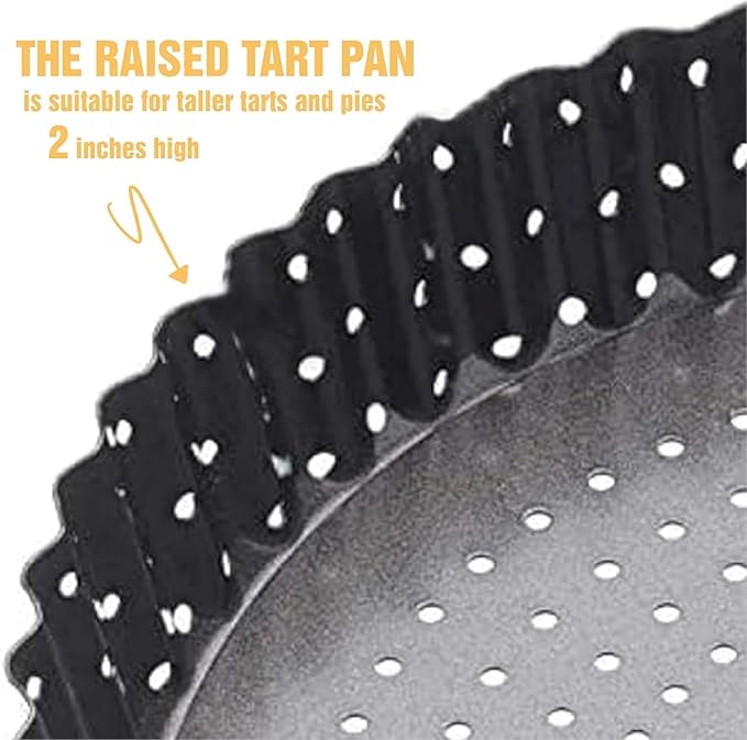 Deep Dish Pie Pan - Quiche Lorraine Pie Pan - 11 inch Tart Pans with Removable Bottoms - 11 inch Tarte Tatin, Apple Pan - Dish Pie Crust - Quiche Baking Dish