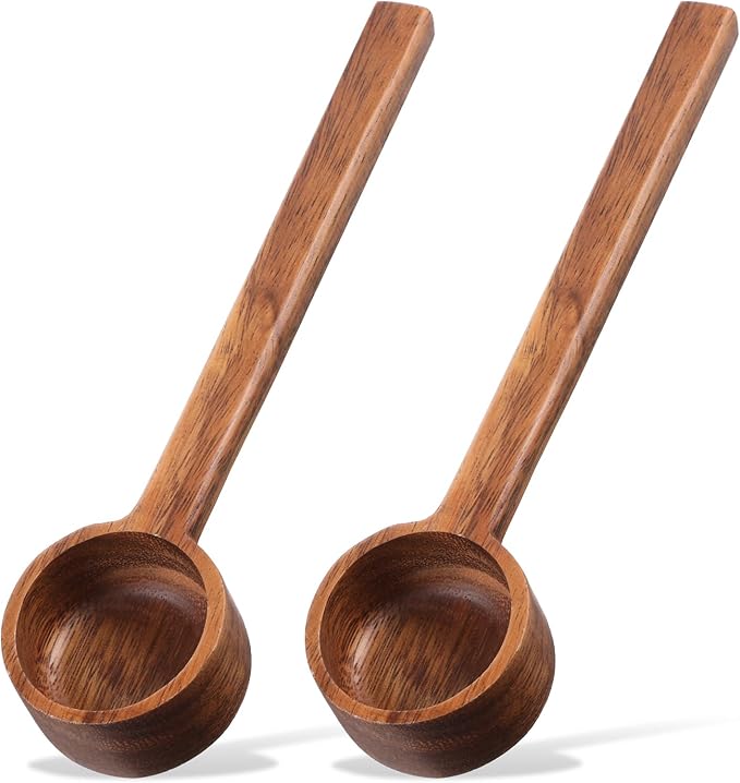 2 Pcs Coffee Scoop 8 in Long Handle Wooden Measuring Spoons Tablespoon Ground Coffee Scoop Long Wooden Scoops for Canisters Deep Jars Kitchen Tools Utensils Cooking Mixing Stirrer