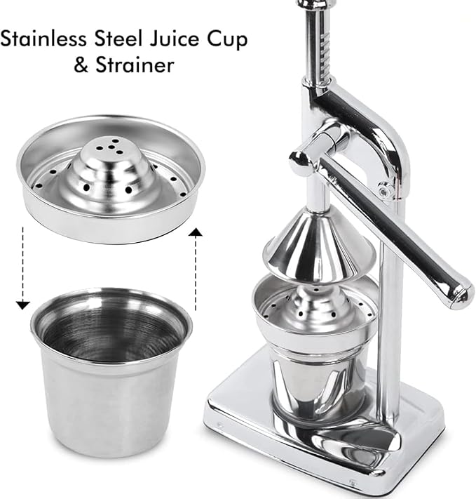 Cast Iron Juicer Hand Press, Manual Cast Iron Juicer Hand Press, Stainless Steel Lemon Squeezer, Heavy Duty Countertop Manual Juicer for Home and Kitchen Bar, Easy to Clean