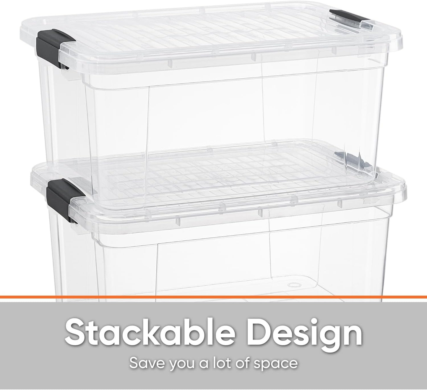 Superio Clear Storage Boxes with Lids, 20 Quart Plastic Container Bins for Organizing, Stackable Crates, BPA Free, Non Toxic, Odor Free, Organizers for Home, Office and Dorm, 4 Pack