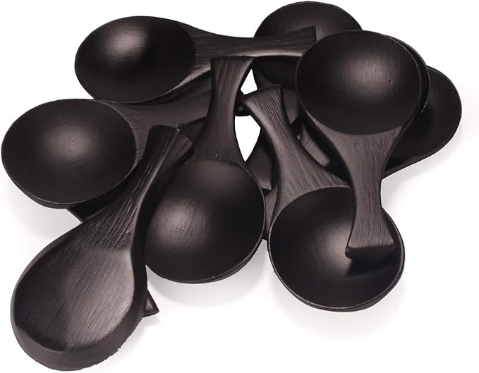 BambooMN - 3.5" Small Solid Bamboo Round Scoop - Black - 100pcs