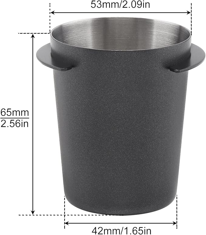 2PCS Coffee Dosing Cup 54mm, Stainless Steel Espresso coffee Dosing Cup Espresso coffee Machine Accessories, Coffee Powder Feeder Part coffee Grinder Powder cup Compatible (2, Black, 54mm)