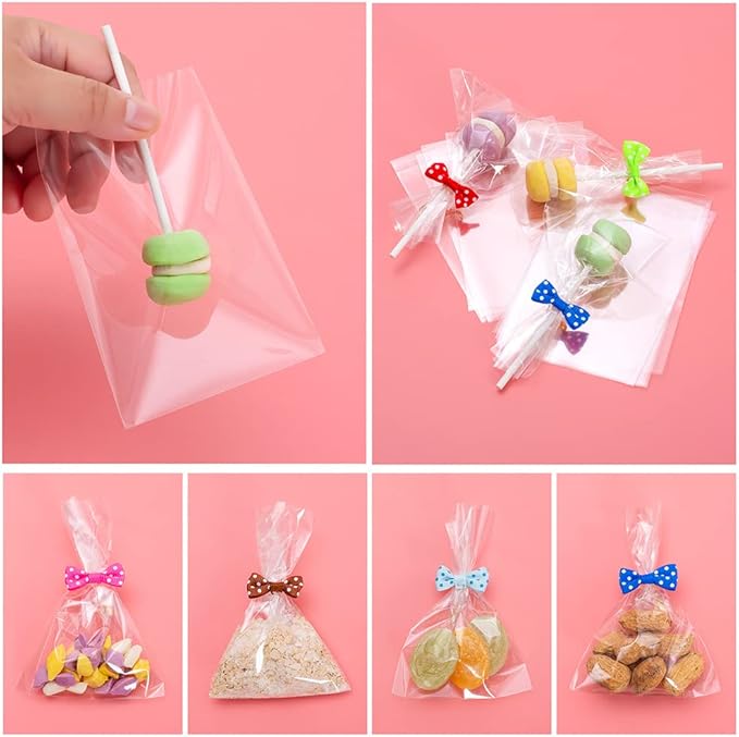 SOTMALTK 320Pcs Cake Pop Sticks and Wrappers Kit, 6inch Lollipop Sticks with Cake Pop Bags and Metallic Twist Ties Bow, Perfect for Making Lollipops,Candies,Chocolates and Cookies - Great for Parties