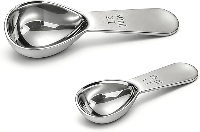 2pcs Tablespoon Coffee Scoop, Coffee Scoop Set, 15ml 30ml Tbsp Coffee Bean Measuring Spoon Stainless Steel Table Spoon Scoop with Short Handle Suitable for Tea Ground Sugar Flour