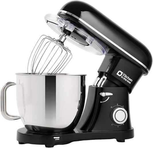 Kitchen in the box Stand Mixer - 8.5 Quart Mixing Bowl with Handle, 900 Watt Heavy Bread Dough Standing Mixers Tilt-head with Dough Hook, Whisk, Flat Beater and Splash Guard (Black)