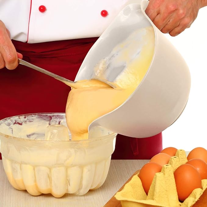 Glad Mixing Bowl with Handle – 3 Quart | Heavy Duty Plastic with Pour Spout and Non-Slip Base | Dishwasher Safe Kitchen Supplies for Cooking and Baking, White