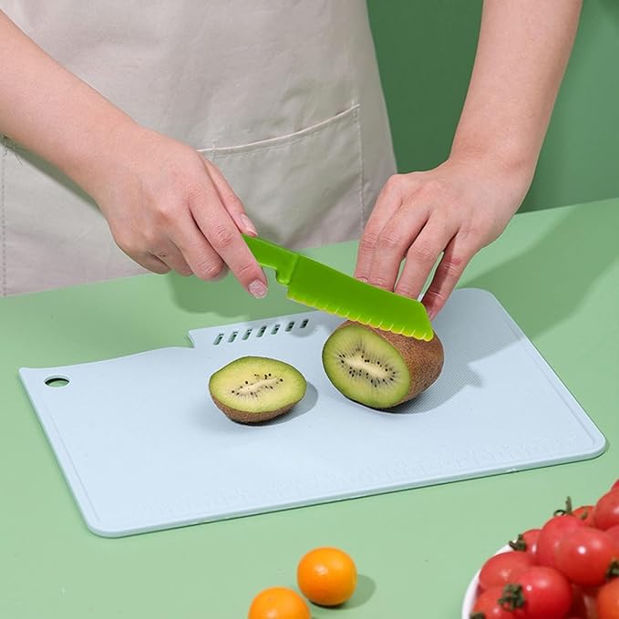 7 Pieces Plastic Kid Kitchen Knife Set, Reusable Nylon Chef Knife Children's Safe Cooking Knives for Baking, Fruit, Bread, Cake, Lettuce Knife, Salad Knife