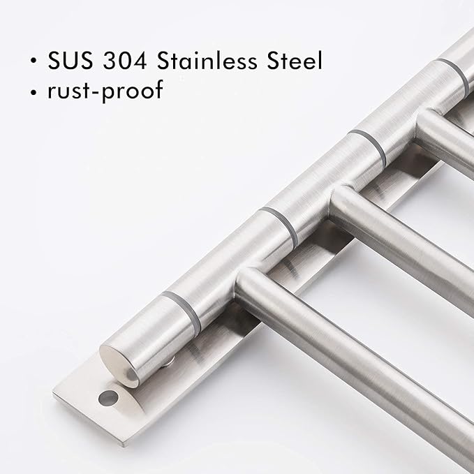 KES Swing Out Towel Bar, 6-Bar Folding Arm Swivel Hanger Bathroom Storage Organizer Wall Mount Rustproof 13 Inch SUS 304 Stainless Steel Brushed Finish, A2102S6-2