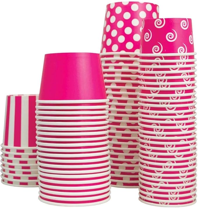 UNIQ 1000-Count 4 oz Paper Ice Cream Cups Pink Color | Disposable Food & Dessert Bowls for Ice Cream, Yogurt, Gelato | Frozen Dessert Supplies