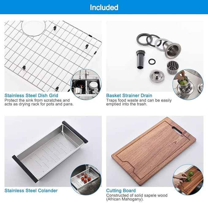 33 Inch Double Bowl Drop In Kitchen Sink Workstation - VOKIM 33 x 22 Inch Stainless Steel sink 16 Gauge Stainless Steel Drop In Kitchen Sink 10 Inch Deep 50/50 Double Bowl Sink